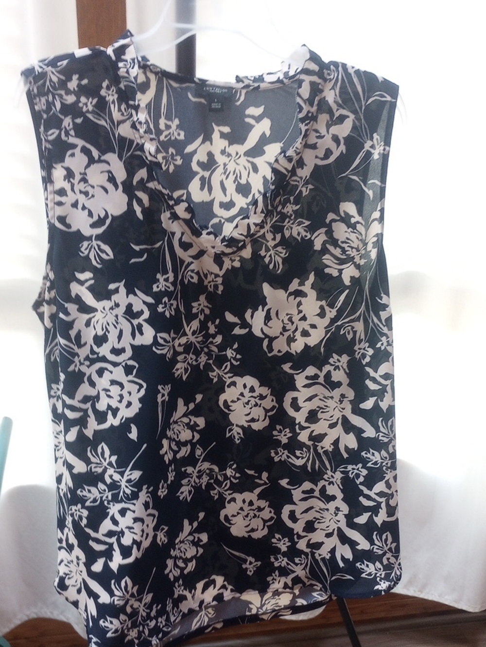 Ann Taylor Blue and Tan  Floral Sleeveless Top